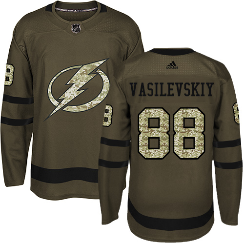 Adidas Lightning #88 Andrei Vasilevskiy Green Salute to Service Stitched NHL Jersey - Click Image to Close